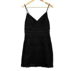 Abercrombie & Fitch Y2K Black Lace Crochet Sundress With Pockets Women Medium